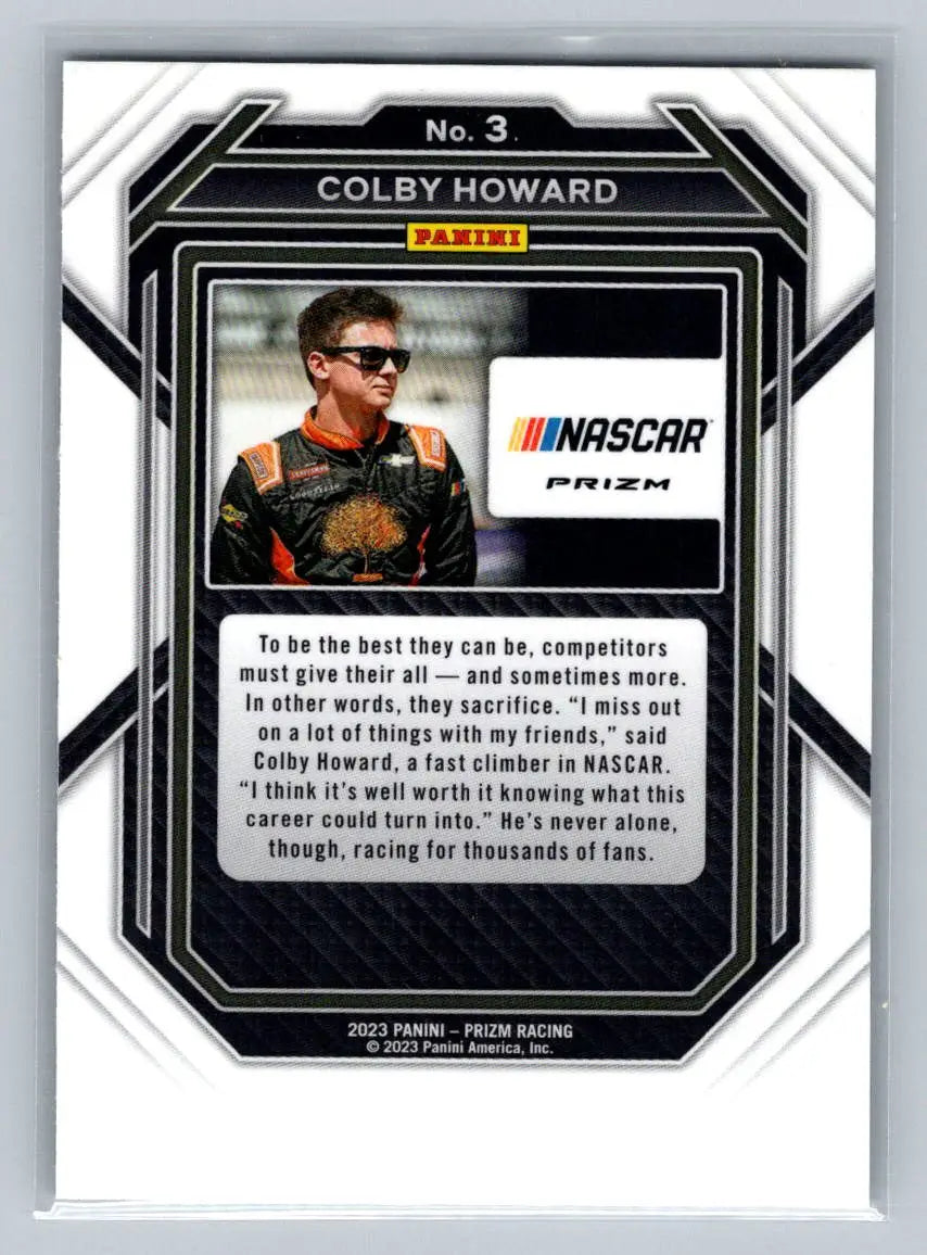 2023 Panini Prizm #3 Colby Howard Silver Prizm CR7 Motorsports - Racing Card Single