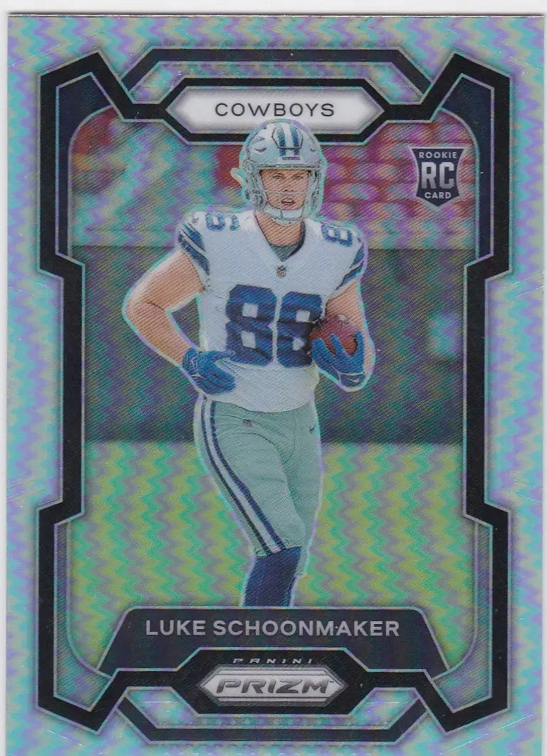 Collectible Luke Schoonmaker RC football card from 2023 Panini Prizm Dallas Cowboys
