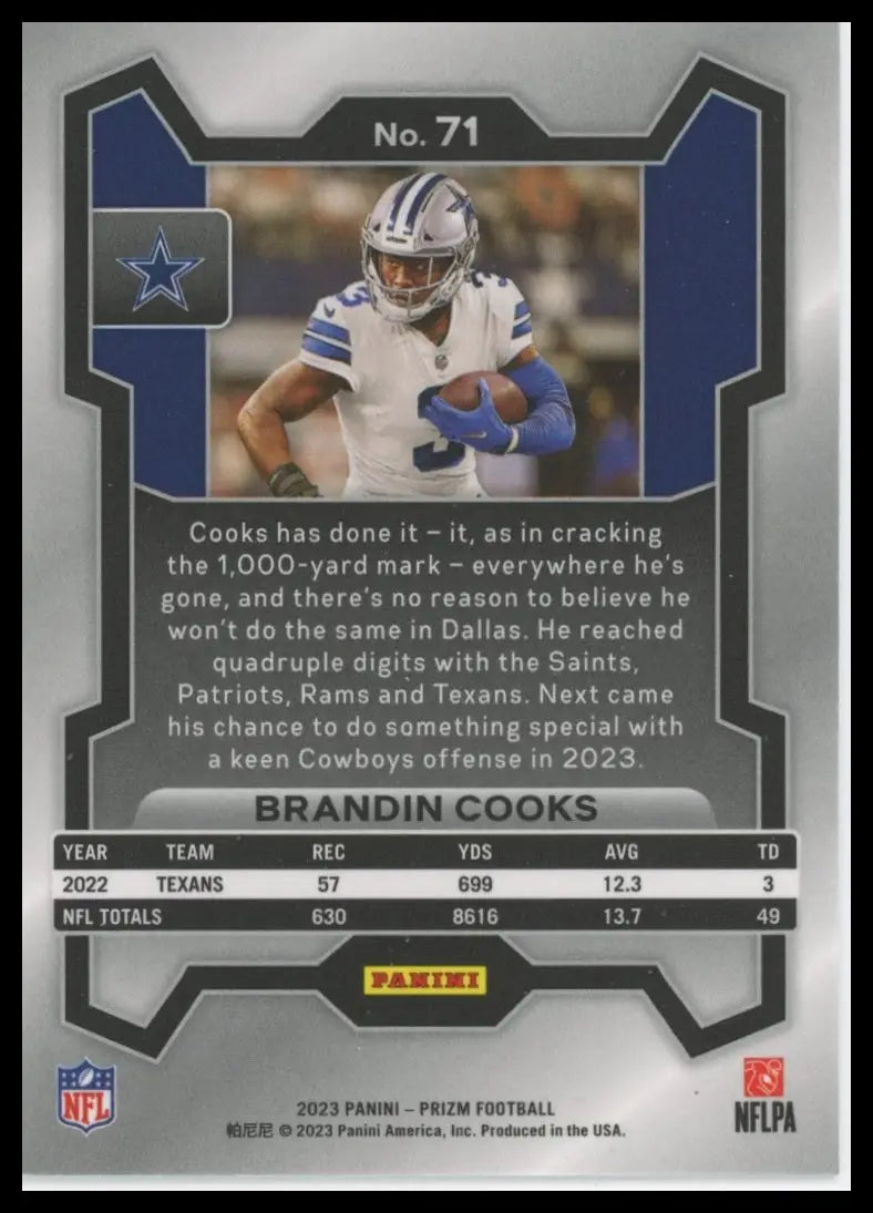 2023 Panini Prizm Brandin Cooks 71 Dallas Cowboys - Football Card Single