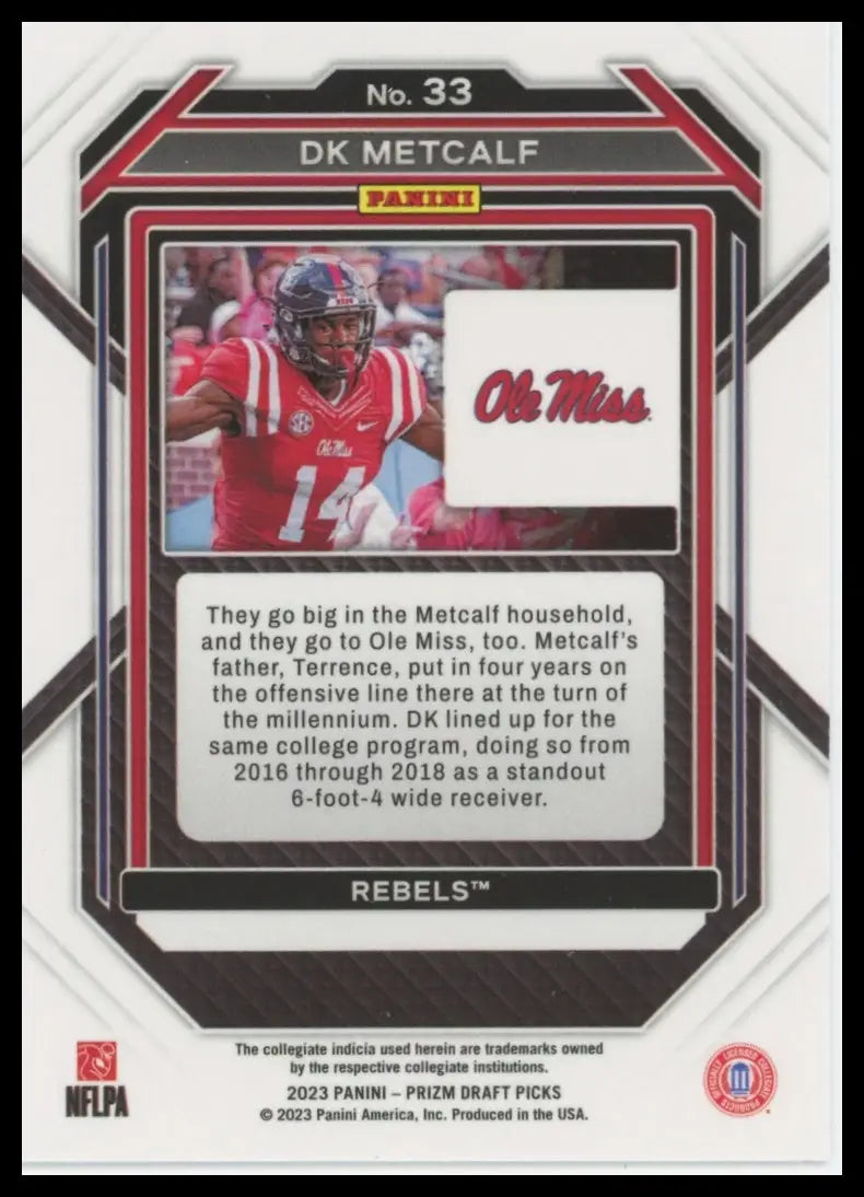 2023 Panini Prizm Draft Picks DK Metcalf 33 Ole Miss Rebels - Football Card Single