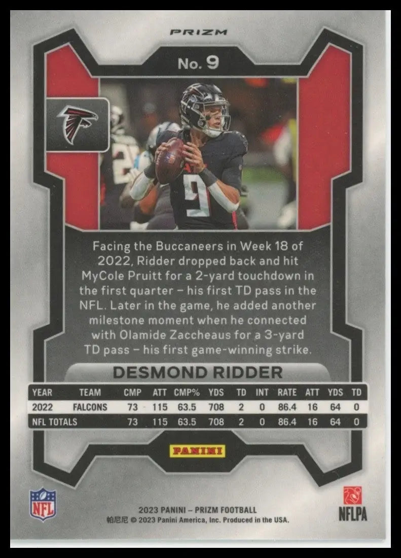 2023 Panini Prizm Neon Green Pulsar Desmond Ridder #9 Atlanta Falcons Football