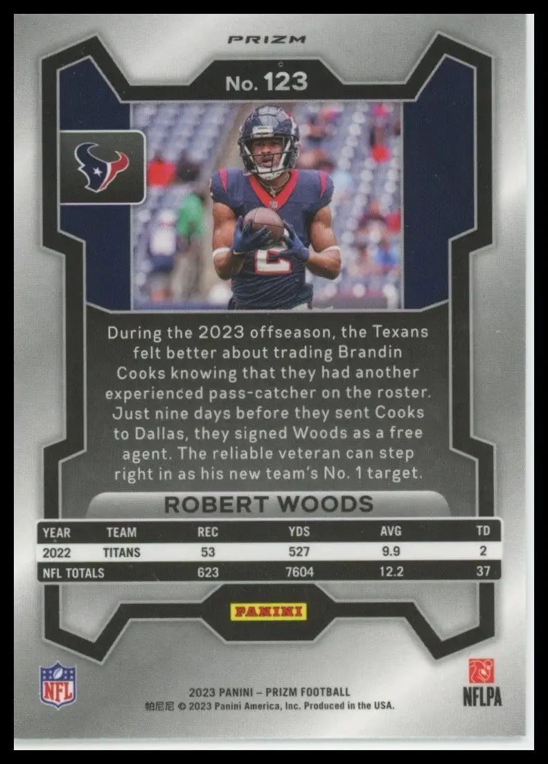 2023 Panini Prizm Neon Green Pulsar Robert Woods #123 Houston Texans Football