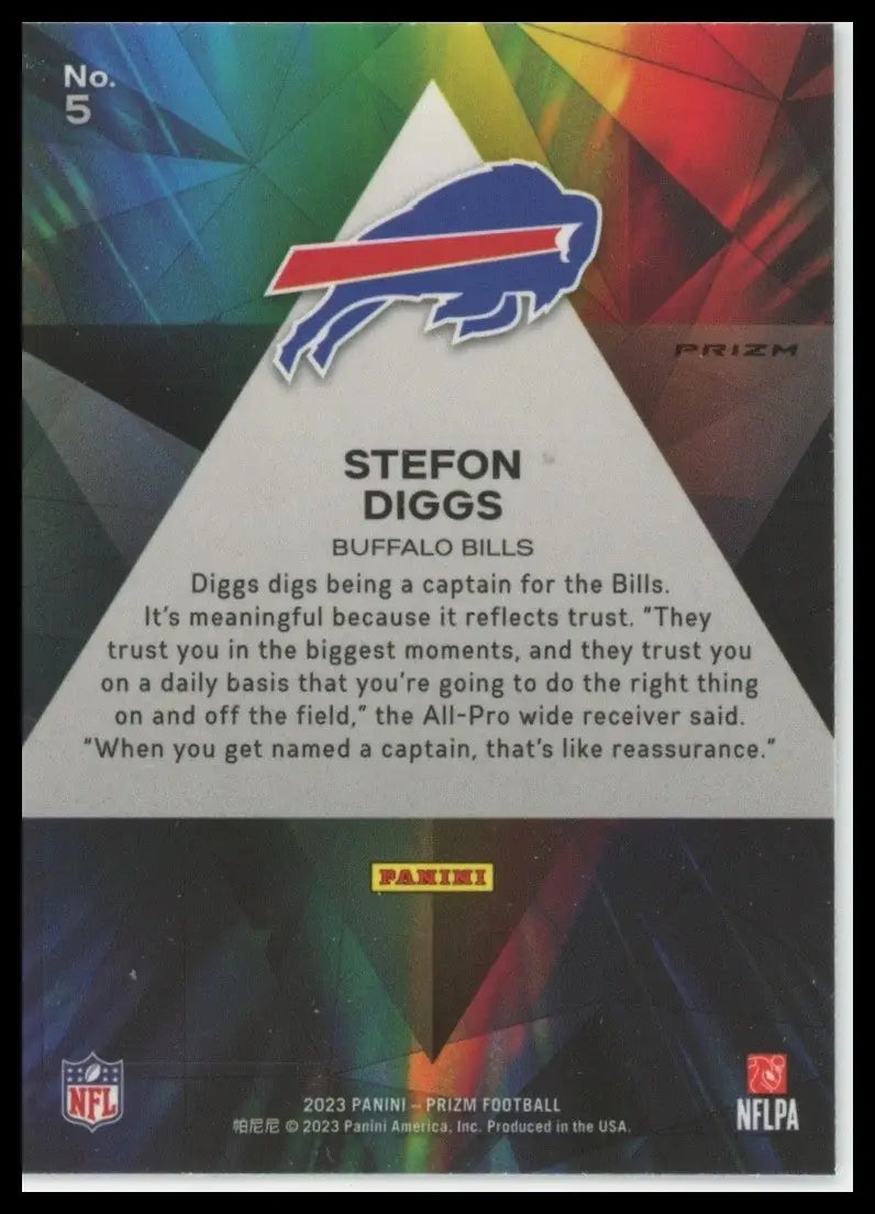 2023 Panini Prizm Prizmatic Silver Stefon Diggs #5 Buffalo Bills Football Card