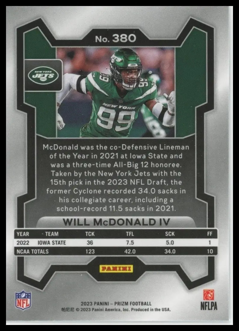 2023 Panini Prizm - Rookies Will McDonald IV #380 (RC) - Football Card Single