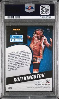 Revolution WWE Kofi collectible card from Panini Revolution WWE 2023 series with PSA 9
