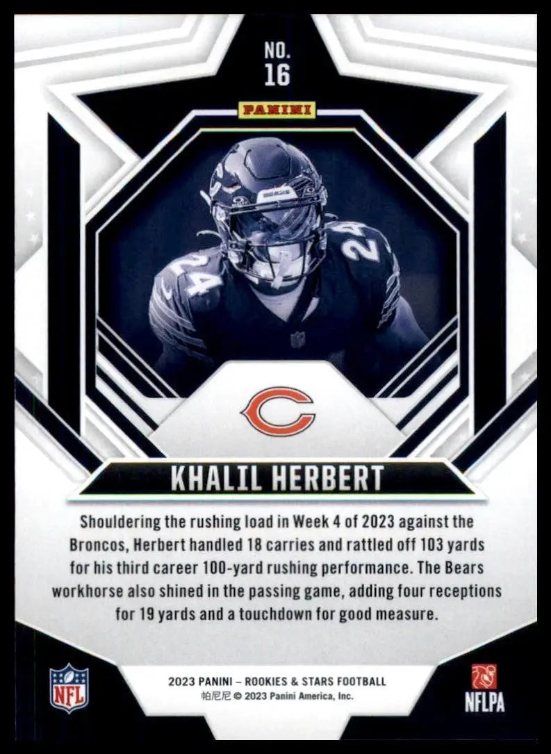 2023 Panini Rookies & Stars Khalil Herbert #16 Chicago Bears Football Card NFL - Football Card Single