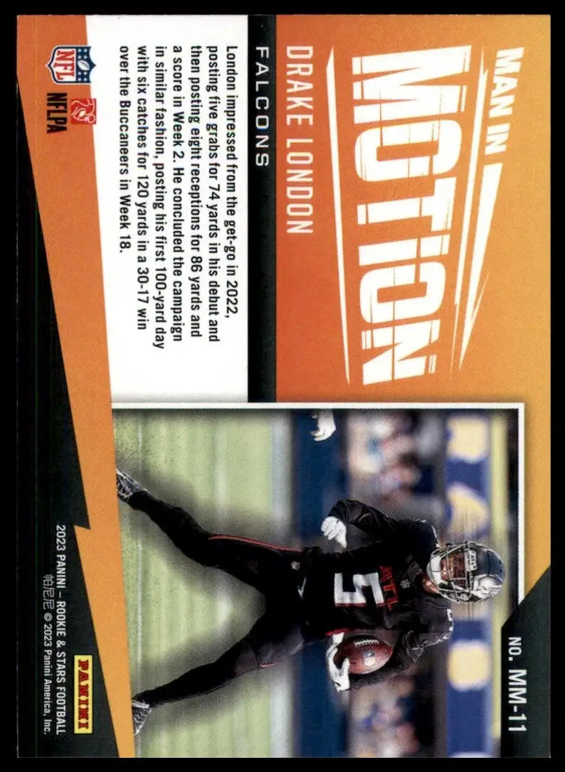 2023 Panini Rookies & Stars Man in Motion Drake London #MM-11 Atlanta Falcons
