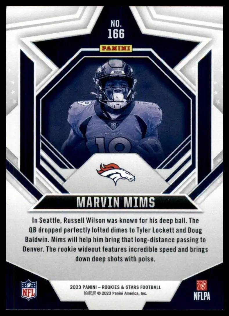 2023 Panini Rookies & Stars Marvin Mims #166 Denver Broncos Football Card NFL