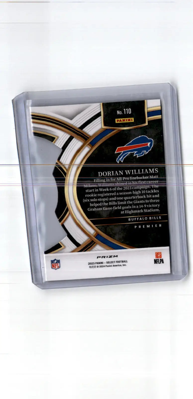 2023 Panini Select #110 Dorian Williams Green and Yellow Prizms Die Cuts - Football Card Single