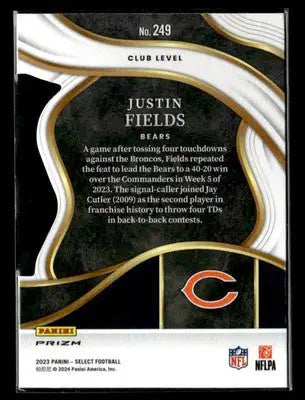 2023 Panini Select #249 Justin Fields Red and Yellow Prizms Die Cuts