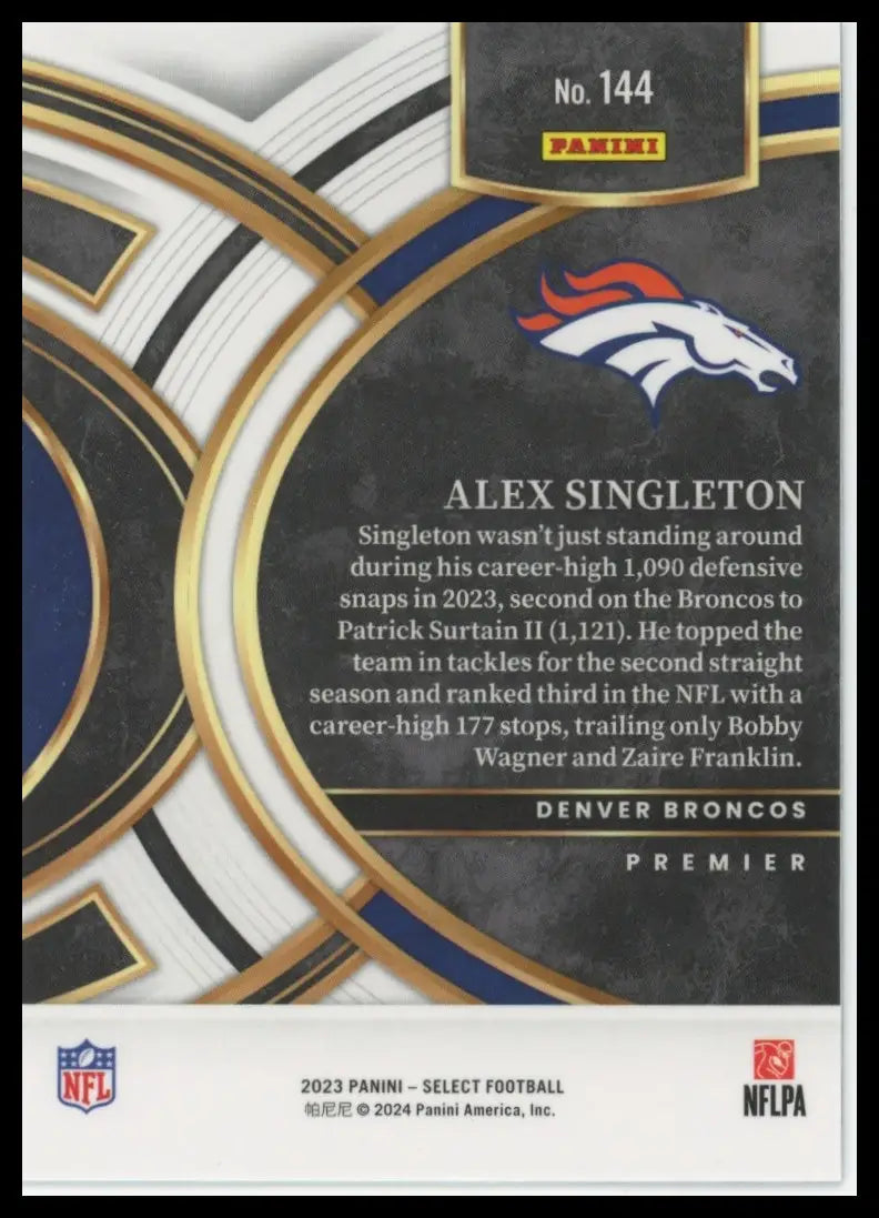 2023 Panini Select Alex Singleton 144 Denver Broncos - Football Card Single