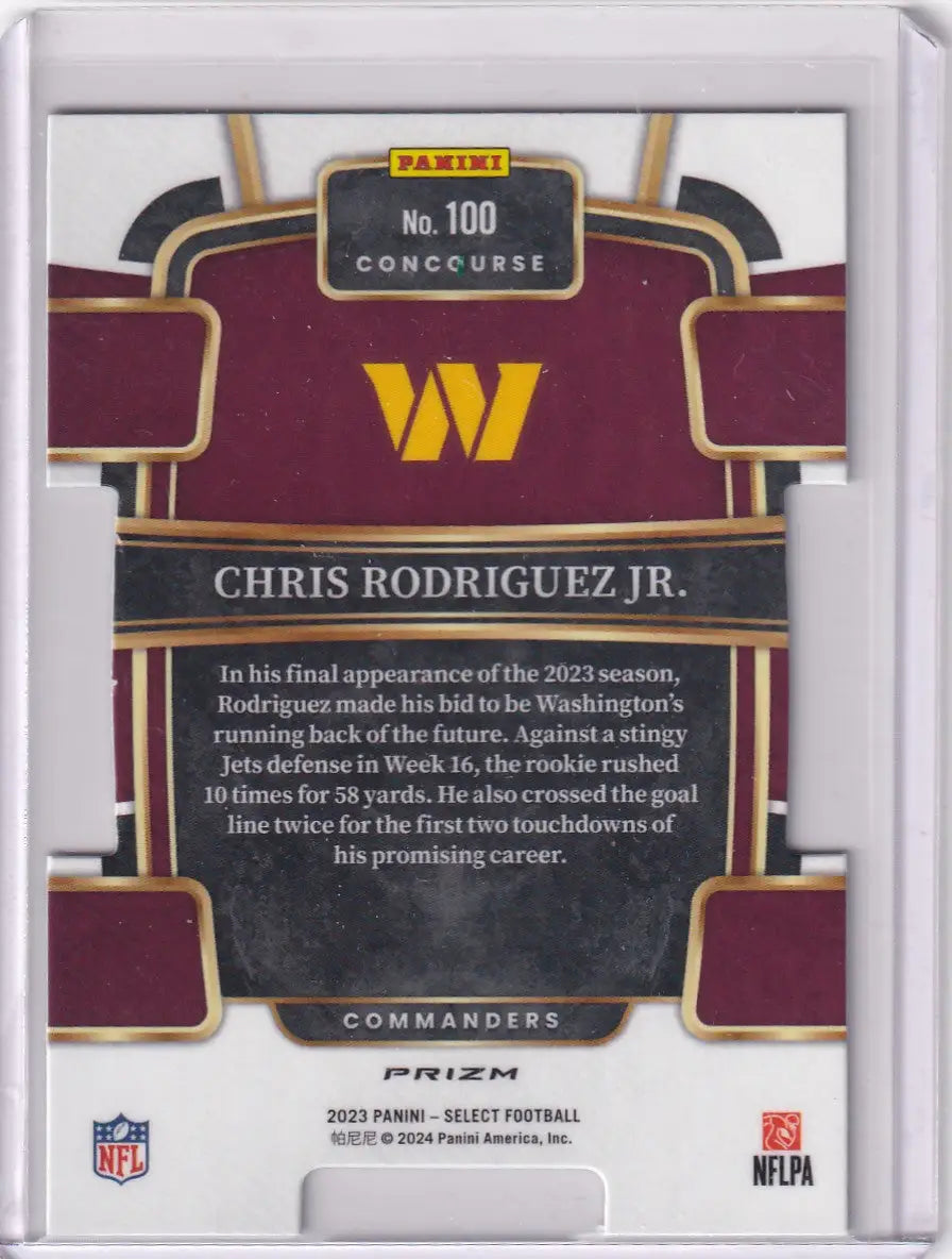 2023 Panini Select Concourse Silver Die-Cut #100 Chris Rodriguez - Commanders - Football Card Single