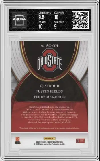 2023 Panini Select DP CJ Stroud Justin Fields Terry McLaurin #SC-OH RC AC 9.5 - Football Card Single