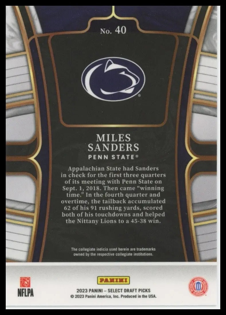 2023 Panini Select Draft Picks Concourse Miles Sanders #40 Penn State Lions Card - Football Card Single