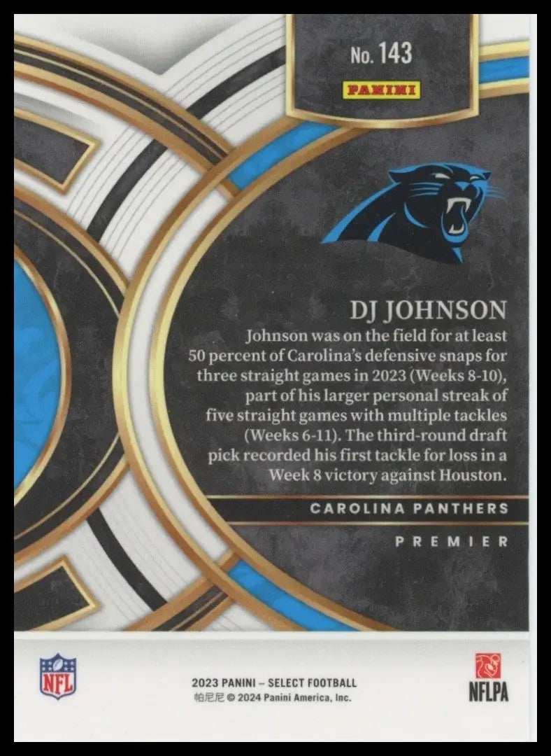 2023 Panini Select - Premier Level D.J. Johnson #143 (RC) - Football Card Single