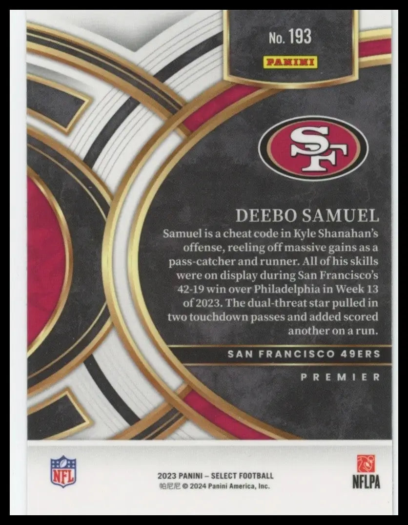 2023 Panini Select - Premier Level Deebo Samuel #193 - Football Card Single