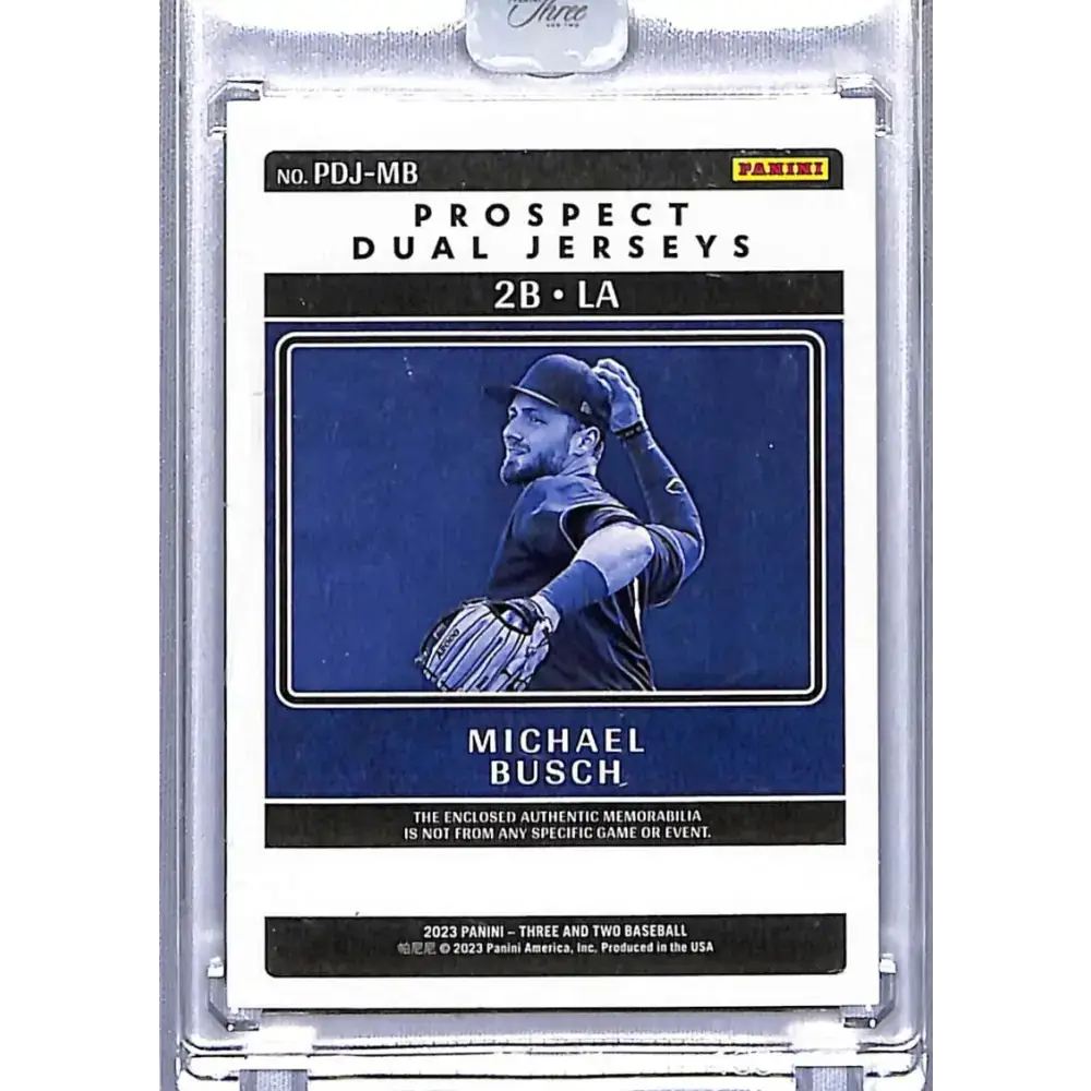 2023 Panini Three and Two Prospect Dual Jerseys #PDJ-MB Michael Busch NM-MT MEM 21/25 Los Angeles Dodgers - Baseball