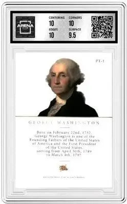 Graded collectible George Washington reflective mirror promo card with high scores in centering and corners