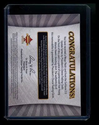 2023 President’s Choice Solitaire 2.0 Update Mega Patch Trae Young 1/1 - Sports Memorabilia
