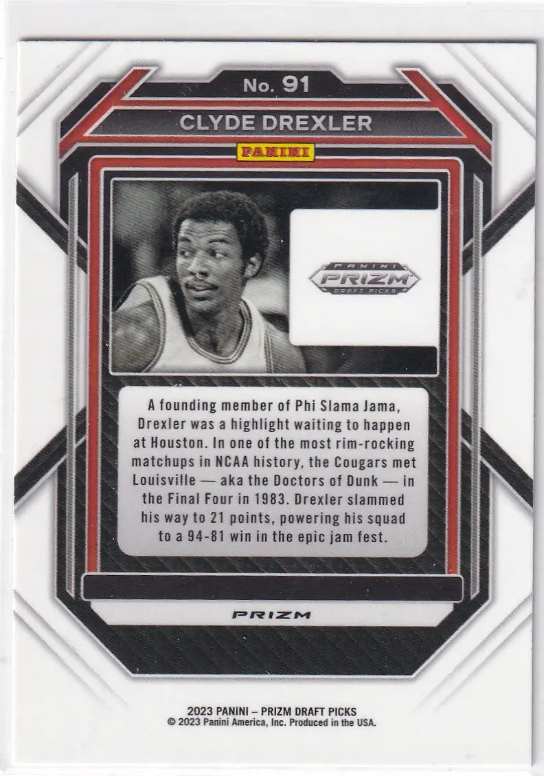 2023 PRIZM DRAFT PICK #91 CLYDE DREXLER RED CRACKED ICE- PORTLAND TRAIL BLAZZERS - Basketball Card Single