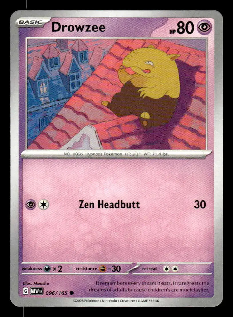 2023 Scarlet & Violet: 151 Drowzee #096/165 Base Common NM - Pokémon Card Single