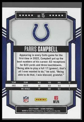 2023 Score Lava #15 Parris Campbell - Football Card Single