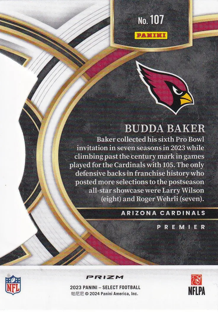 2023 SELECT #107 BUDDA BAKER SILVER DIE CUT- ARIZONA CARDINALS - Football Card Single