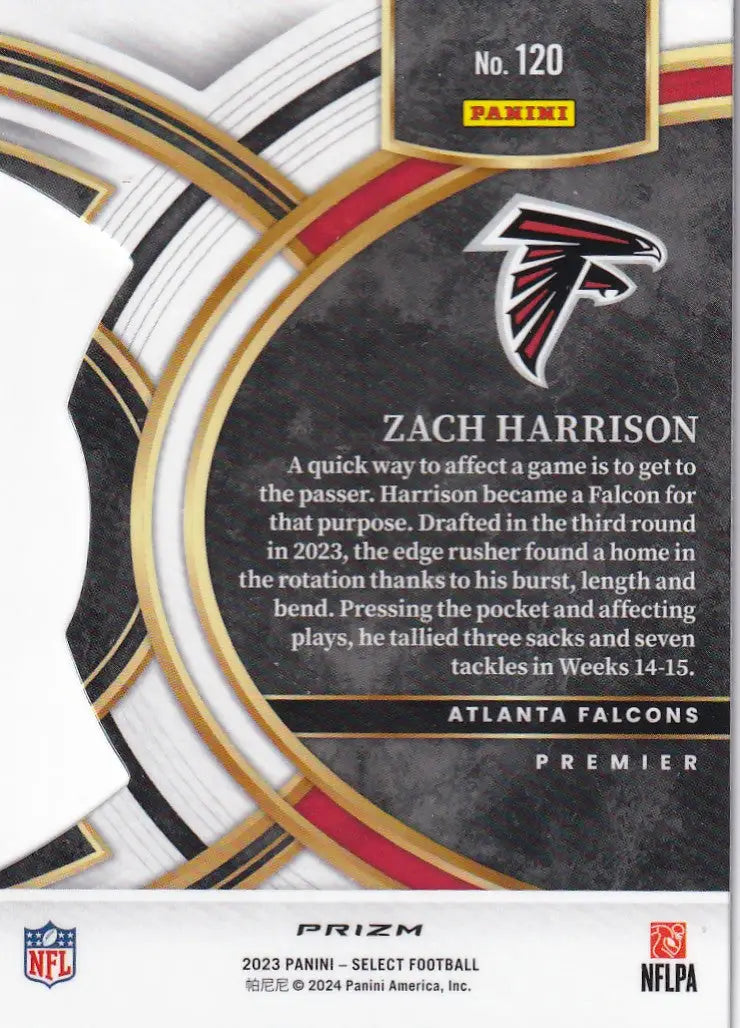 2023 SELECT #120 ZACH HARRISON SILVER DIE CUT- ATLANTA FALCONS - Football Card Single