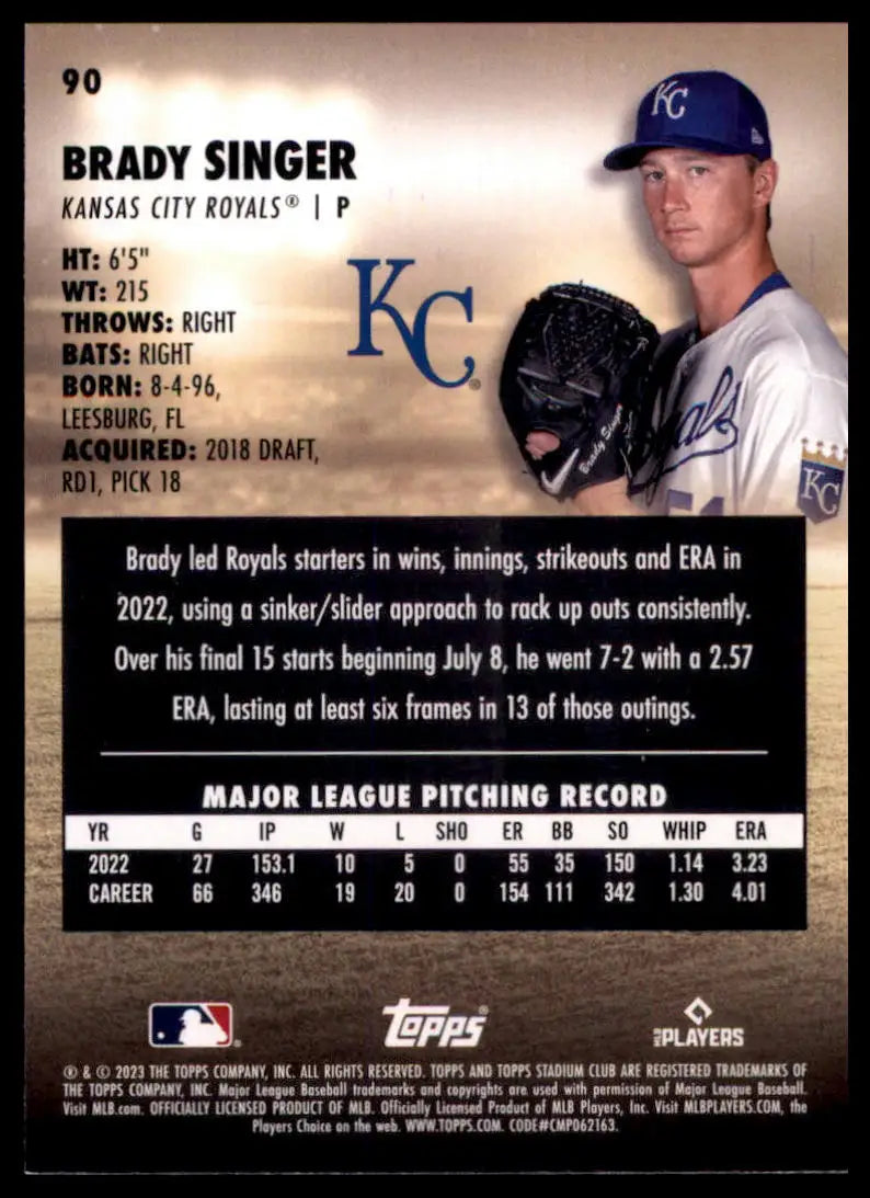 2023 Stadium Club - Red Foil Brady Singer 90 Kansas City Royals NM - Baseball Card Single