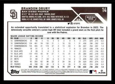 2023 Topps #14 Brandon Drury - Baseball Card Single