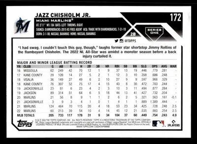2023 Topps #172 Jazz Chisholm Jr. - Baseball Card Single