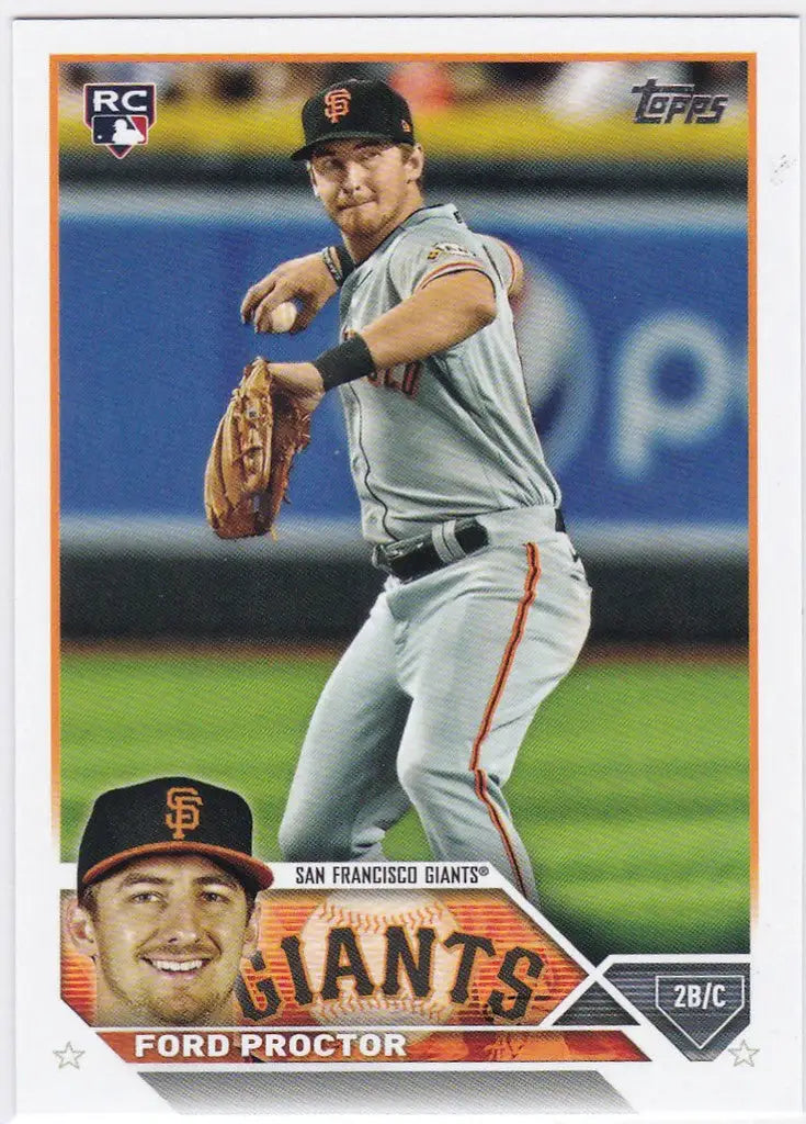 Baseball card of Ford Proctor RC San Francisco Giants pitcher in action