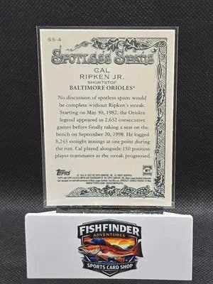 2023 Topps Allen & Ginter - Spotless Spans Cal Ripken #SS-4 - Baseball Card Single