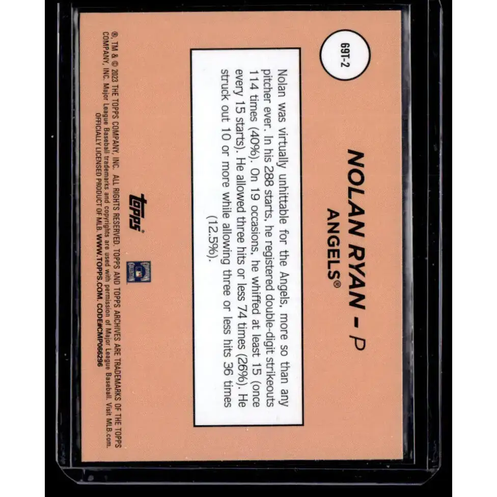 2023 Topps Archives 1969 Single Player Foil #69T-2 Nolan Ryan NM-MT Los Angeles Angels Baseball Card