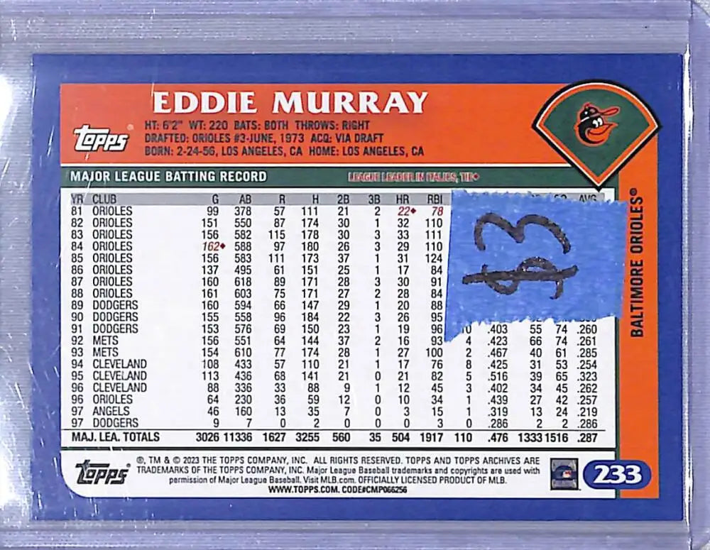2023 Topps Archives #233 Eddie Murray NM-MT Baltimore Orioles - Baseball Card Single