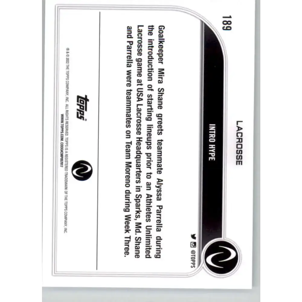 2023 Topps Athletes Unlimited All Sports 189 Intro Hype Lacrosse Card - Lacrosse Card Single