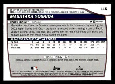 2023 Topps Big League #115 Masataka Yoshida - Baseball Card Single