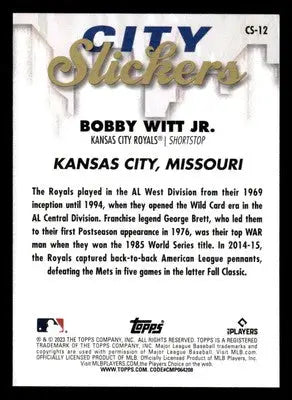 2023 Topps Big League #CS-12 Bobby Witt Jr. City Slickers - Baseball Card Single