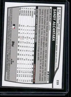 2023 Topps Big League Sandy Alcantara #219 Silver Baseball - Baseball Card Single