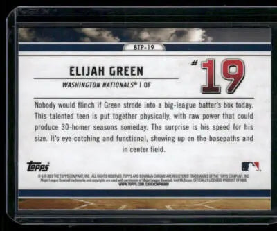 2023 Topps Bowman Chrome Elijah Green #BTP-19 Bowman Scouts Top 100 Baseball - Baseball Card Single