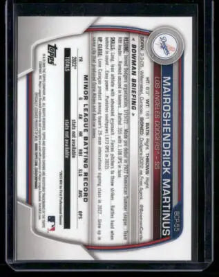 2023 Topps Bowman Chrome Mairoshendrick Martinus #BCP-55 1st Bowman Baseball - Baseball Card Single
