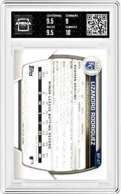 Graded Bowman Lizandro Rodriguez prospects purple pattern baseball trading card 045/199