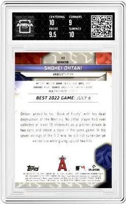 Graded Shohei Ohtani baseball card with detailed condition metrics, 2023 Topps Bowman’s Best