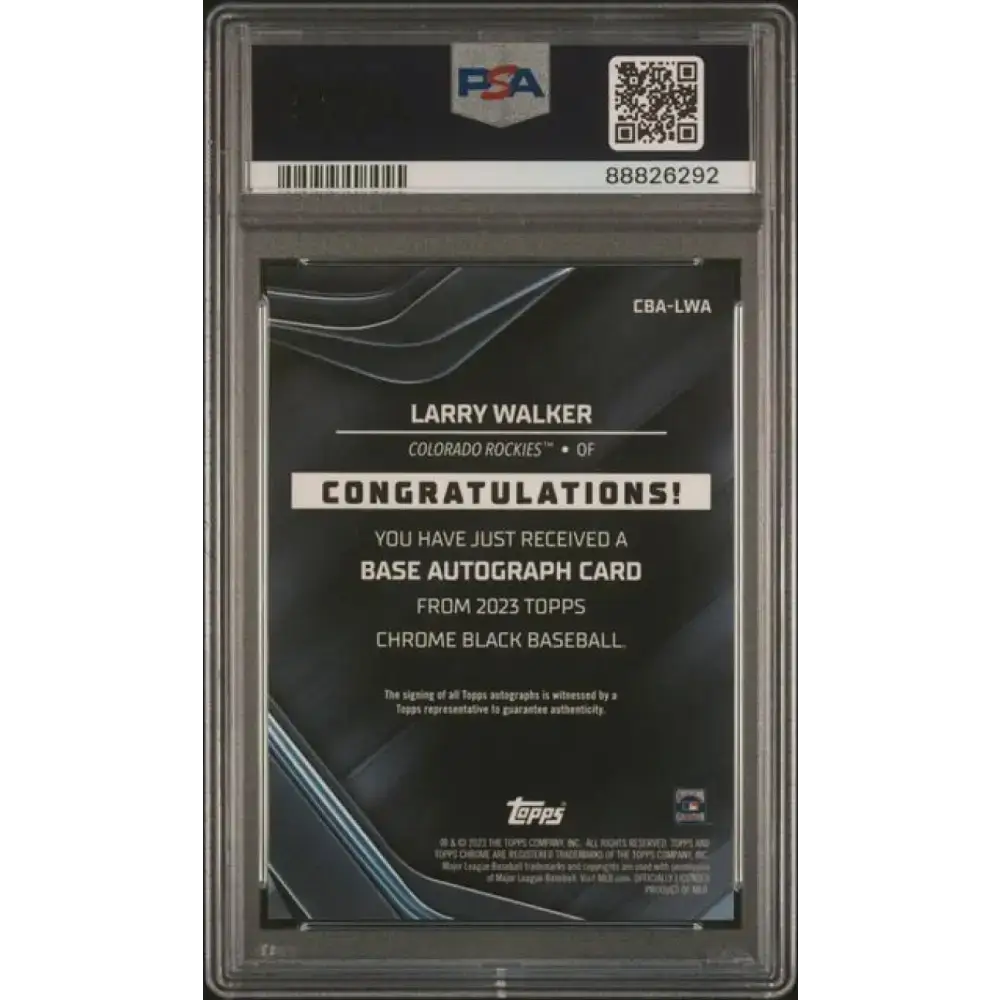 2023 Topps Chrome Black #CBA-LWA Larry Walker PSA 10 GEM MINT Auto Colorado Rockies Baseball Card - Baseball Card Single