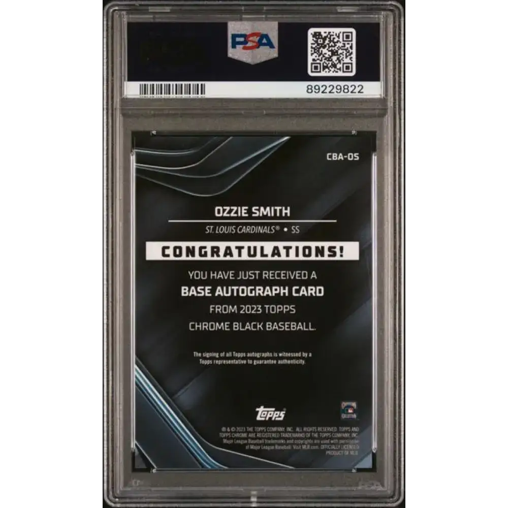 2023 Topps Chrome Black #CBA-OS Ozzie Smith PSA 10 GEM MINT Auto St. Louis Cardinals Baseball Card - Baseball Card