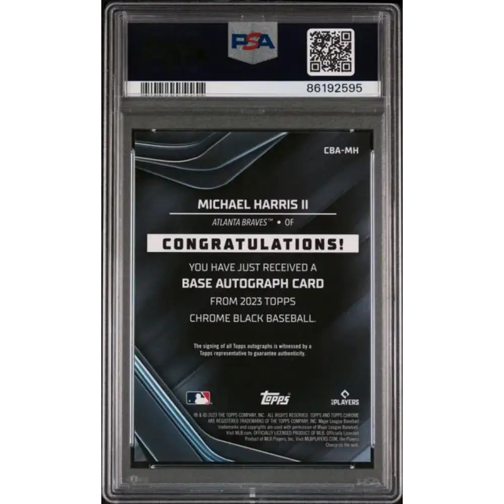 2023 Topps Chrome Black Refractor #CBA-MH Michael Harris II PSA 10 GEM MINT Auto 96/150 Atlanta Braves Baseball Card