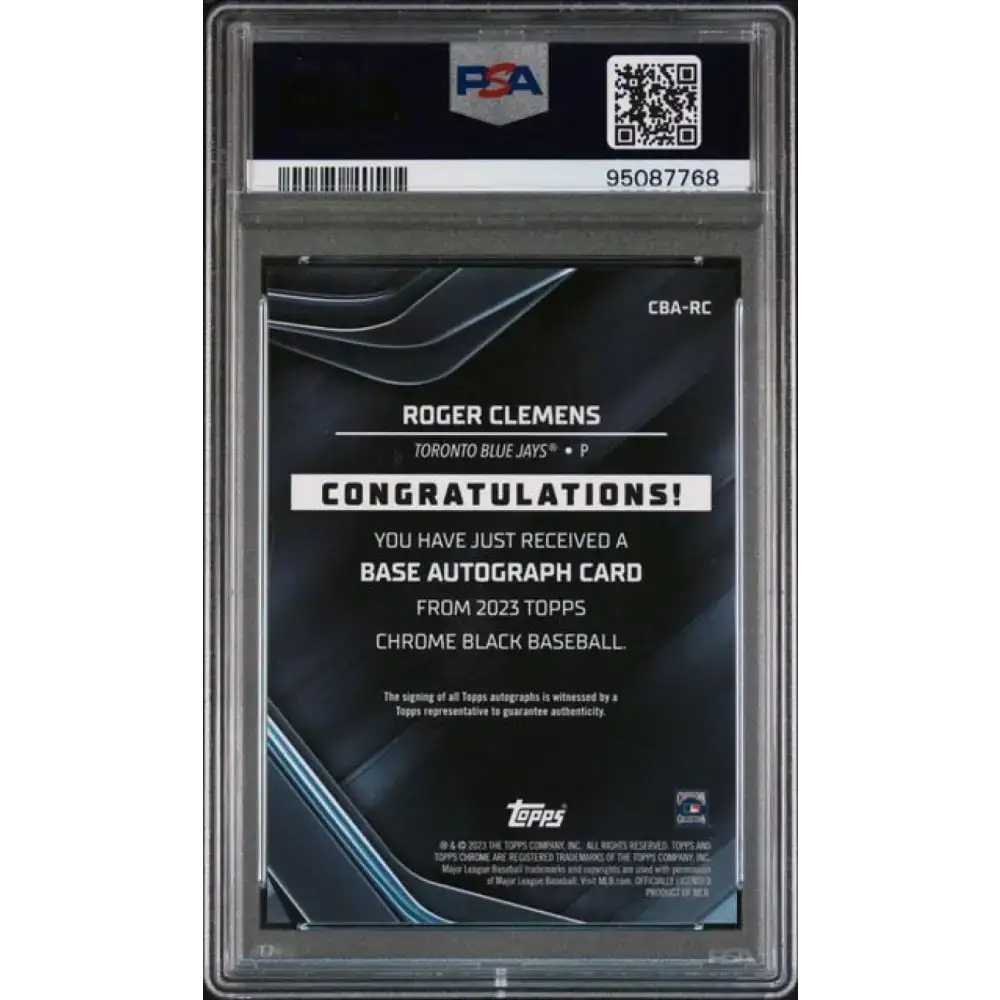 2023 Topps Chrome Black Refractor Gold #CBA-RC Roger Clemens PSA 10 GEM MINT Auto 4/50 Toronto Blue Jays Baseball Card