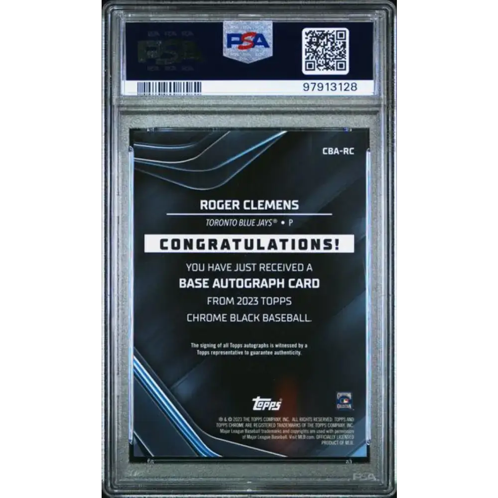 2023 Topps Chrome Black Refractor Gold Mini-Diamond #CBA-RC Roger Clemens PSA 10 GEM MINT Auto 18/50 Toronto Blue Jays