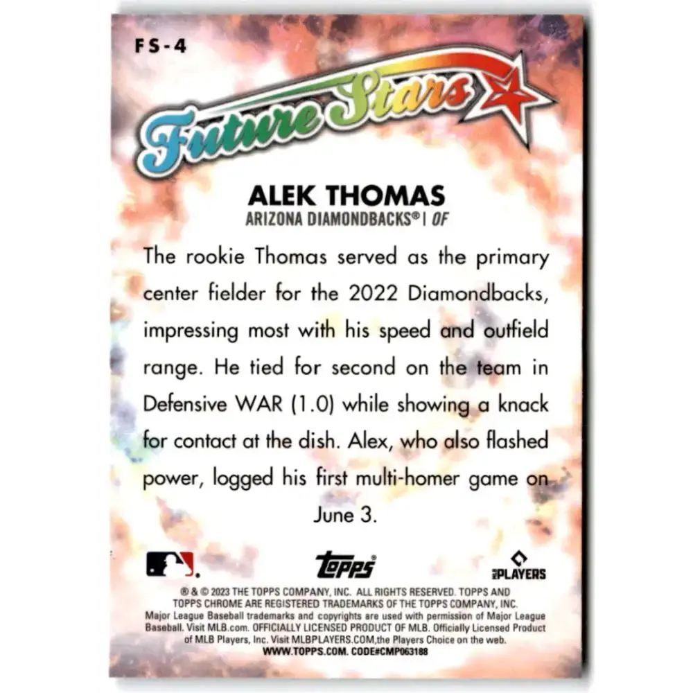 2023 Topps Chrome Future Stars Refractor #FS-4 Alek Thomas NM-MT Arizona Diamondbacks Baseball Card - Baseball Card