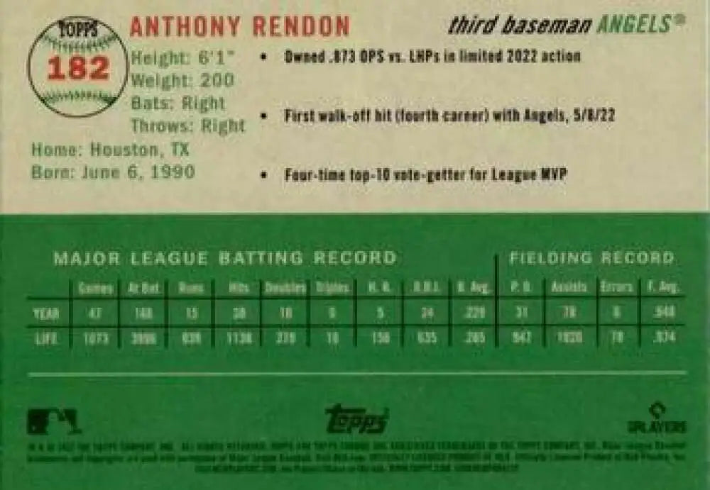 2023 Topps Chrome Platinum Anniversary #182 Anthony Rendon EX Excellent Los Angeles Angels Baseball Card